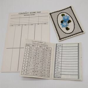 Vintage Bridge Score Cards and Books, Flower Bidge Book, Vintage Game Parts